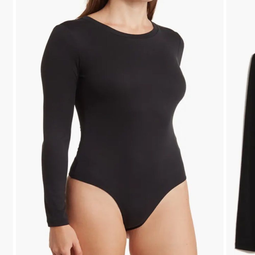 Ladies Elodie Black Ribbed Long Sleeve‎ Body Suit Size Medium